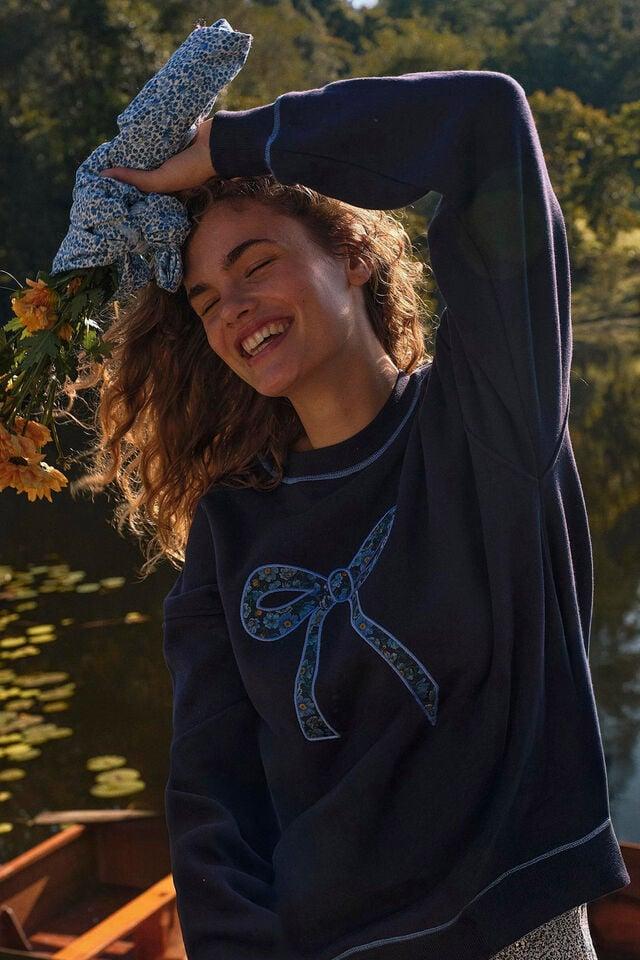 cotton on Classic Crew With Liberty Fabric Graphic bow/total eclipse