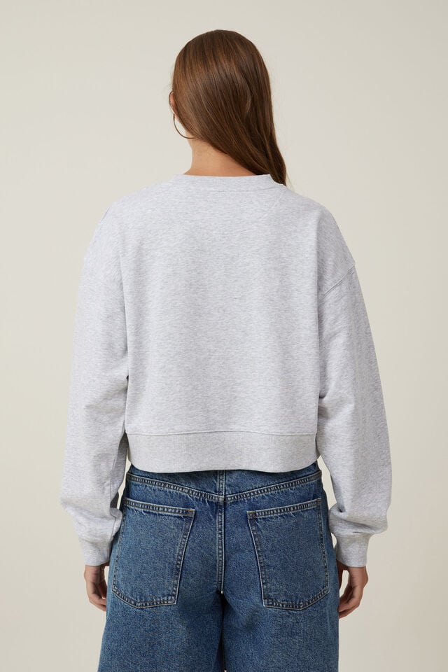 Cotton On Classic Fleece Boxy Crew Sweatshirt Rhodes/light Grey Marle