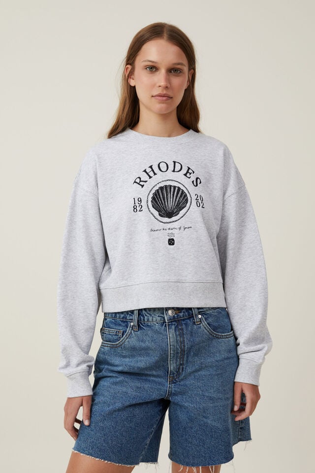 cotton on Classic Fleece Boxy Crew Sweatshirt rhodes/light grey marle