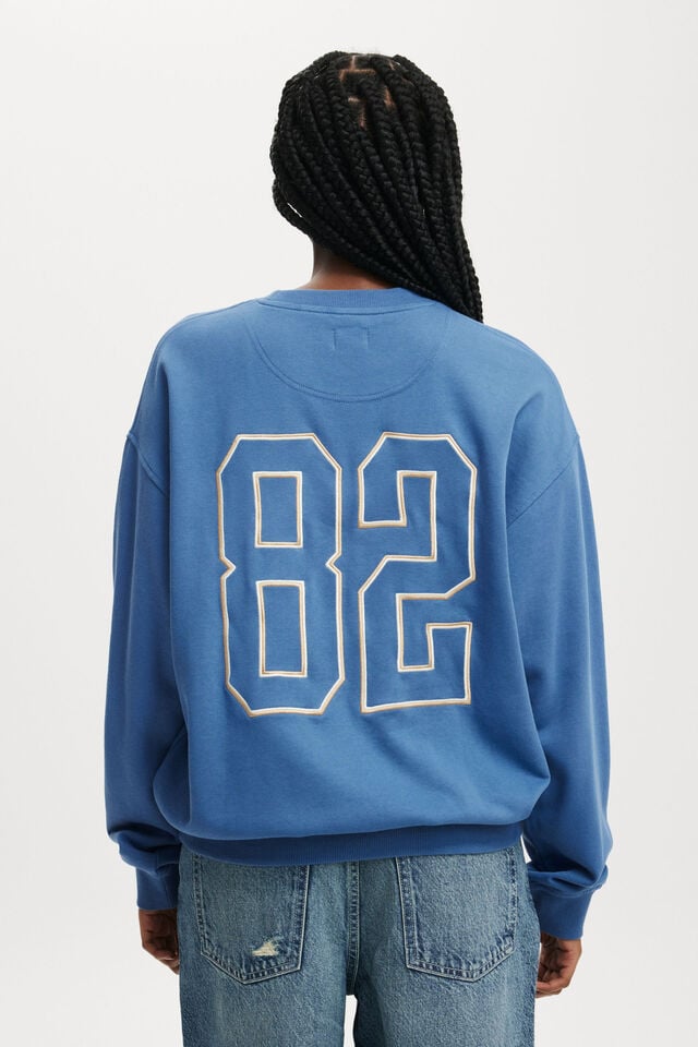 Cotton On Classic Fleece Graphic Crew Sweatshirt Div One/azure Blue