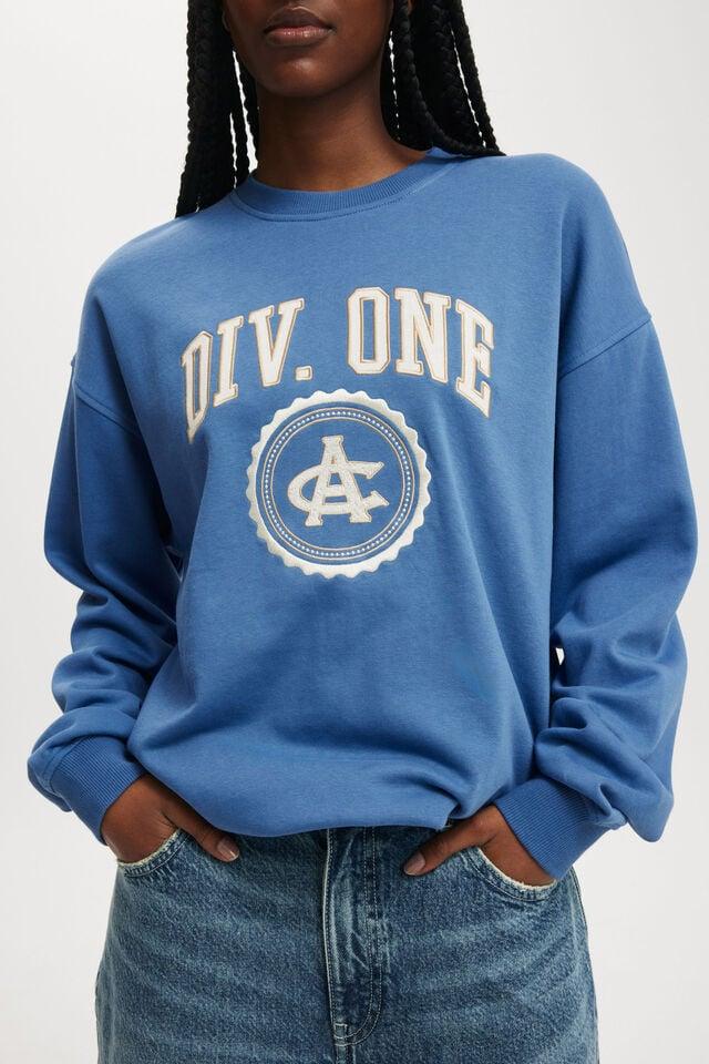 Cotton On Classic Fleece Graphic Crew Sweatshirt Div One/azure Blue