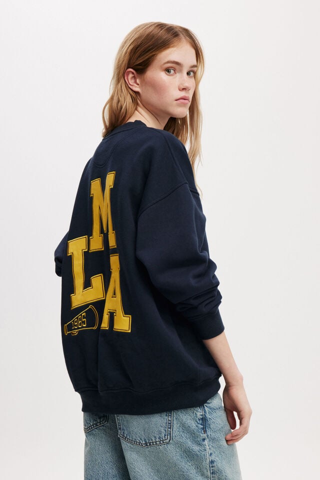 Cotton On Classic Fleece Graphic Crew Sweatshirt Lma/ Ink Navy