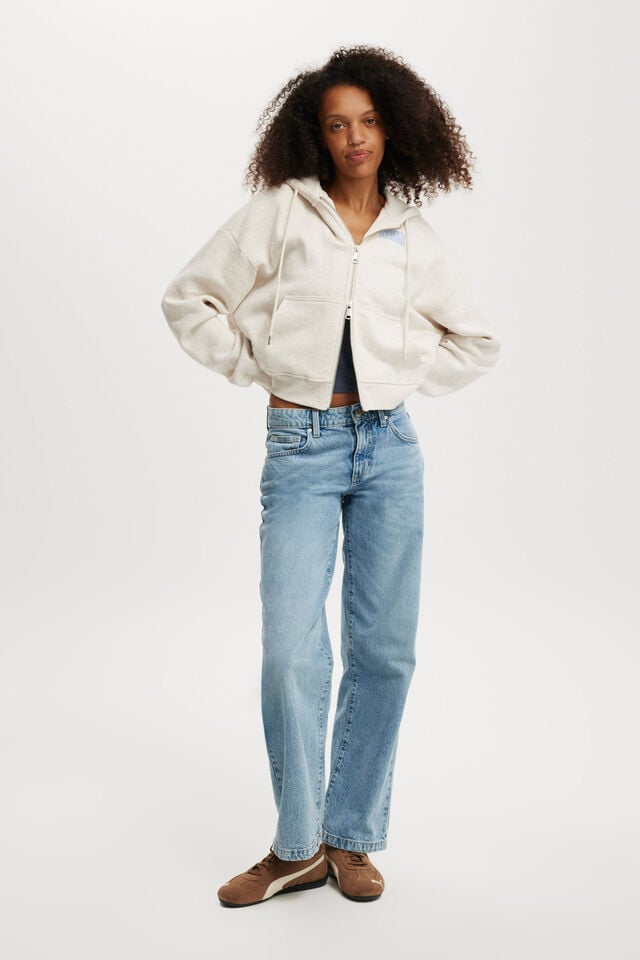 Cotton On Classic Fleece Licensed Zip Through Hoodie Lcn Bra B Simpson Waterhole/oatmeal Marle