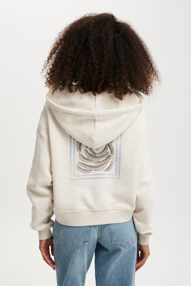 Cotton On Classic Fleece Licensed Zip Through Hoodie Lcn Bra B Simpson Waterhole/oatmeal Marle