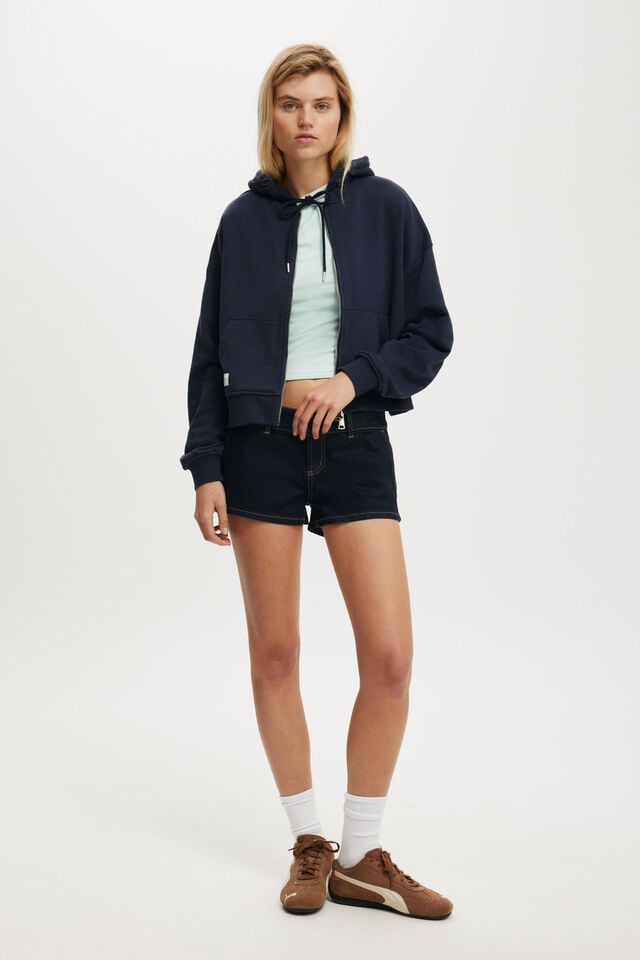 Cotton On Classic Fleece Oversized Zip Through Hoodie Total Eclipse
