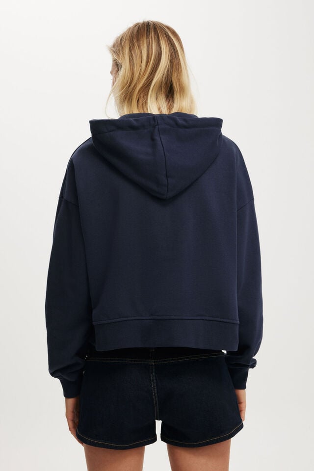 Cotton On Classic Fleece Oversized Zip Through Hoodie Total Eclipse