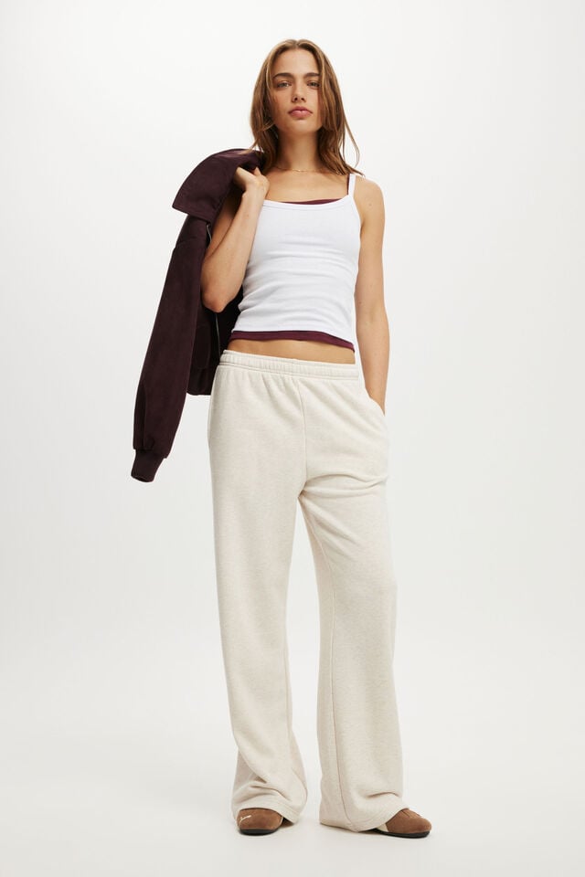 cotton on Classic Fleece Wide Leg Sweatpant oatmeal marle