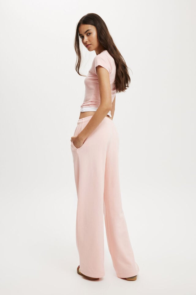 Cotton On Classic Fleece Wide Leg Sweatpant Peach Spritz