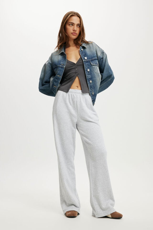 cotton on Classic Fleece Wide Leg Sweatpant soft grey marle