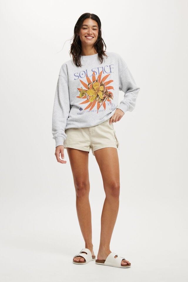 Cotton On Classic Graphic Crew Sweatshirt Solstice/soft Grey Marle