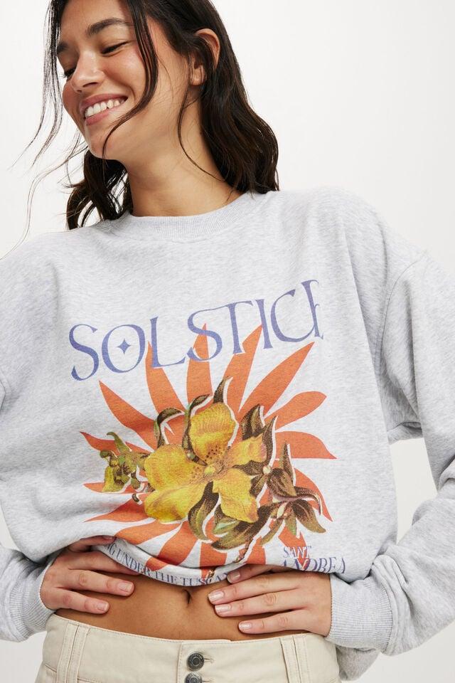 Cotton On Classic Graphic Crew Sweatshirt Solstice/soft Grey Marle