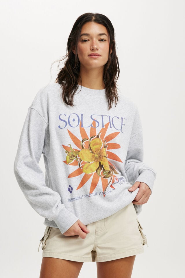 cotton on Classic Graphic Crew Sweatshirt solstice/soft grey marle