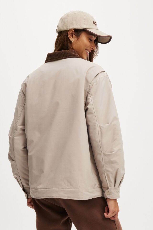 Cotton On Contrast Collar Oversized Jacket Allspice/deep Taupe