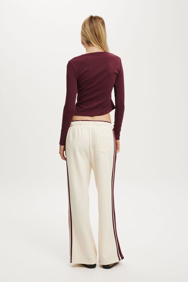 Cotton On Contrast Wide Leg Sweatpant Cream / Sour Cherry