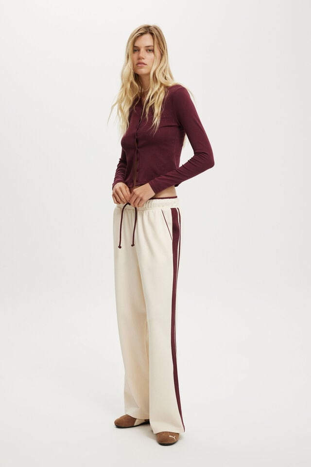 cotton on Contrast Wide Leg Sweatpant cream / sour cherry