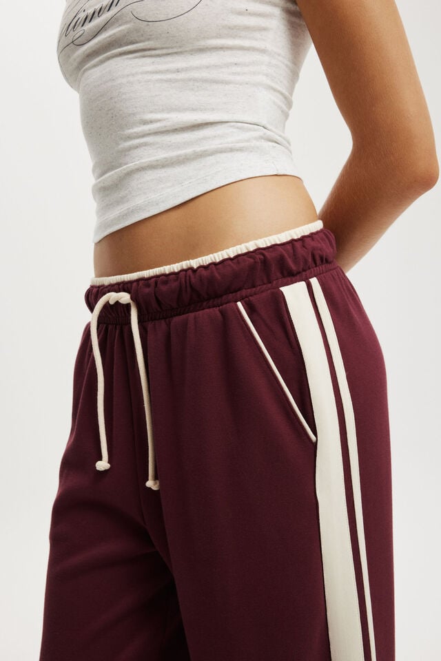 Cotton On Contrast Wide Leg Sweatpant Sour Cherry / Cream