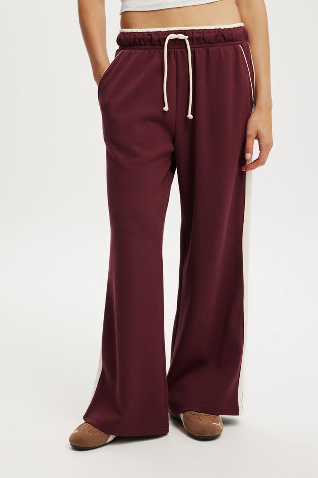 Cotton On Contrast Wide Leg Sweatpant Sour Cherry / Cream