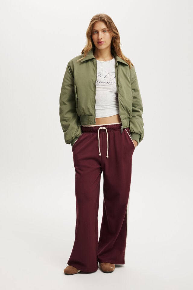 cotton on Contrast Wide Leg Sweatpant sour cherry / cream
