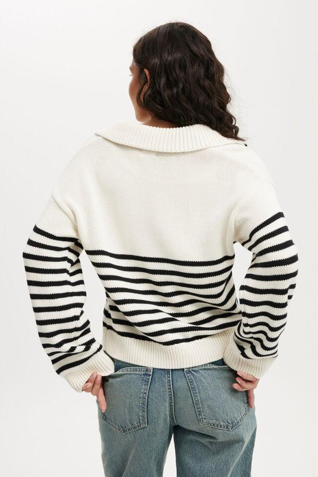Cotton On Cotton Half Zip Collar Pullover Stone Stripe