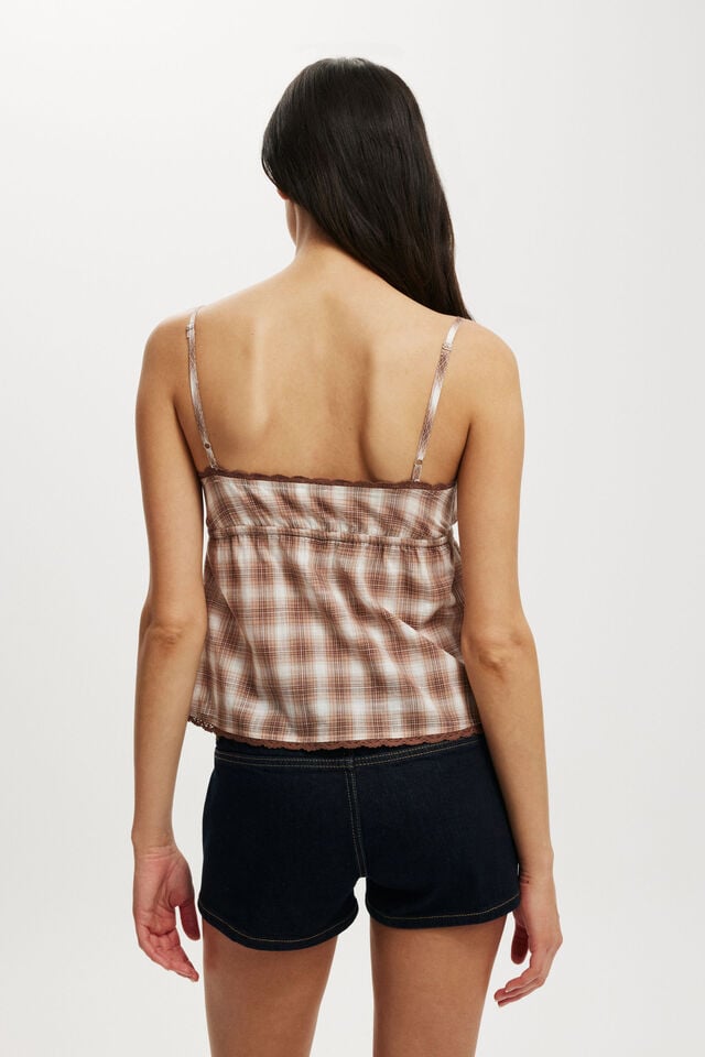 Cotton On Cotton Lace Cami Bailey Check American Oak