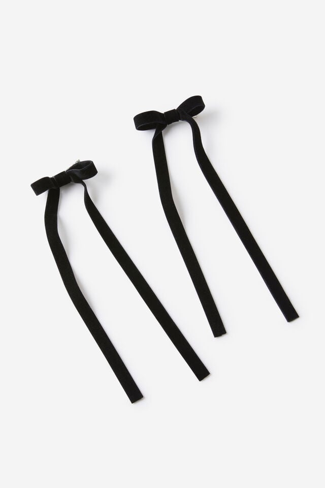 cotton on 2Pk Harper Hair Bows black velvet