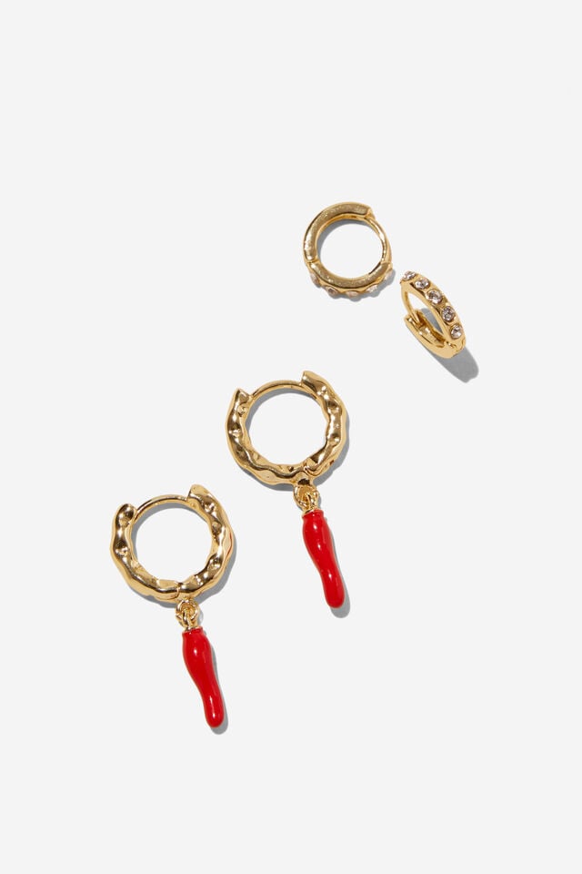 cotton on 2Pk Mid Earring up gold chilli
