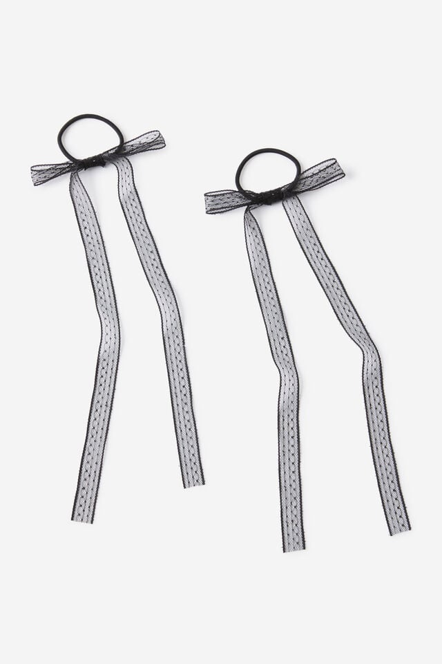 cotton on 2Pk Poppy Hair Bows black lace