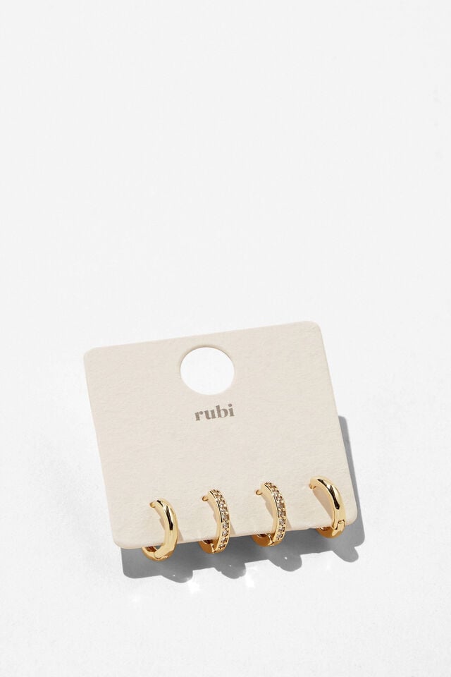 Cotton On 2Pk Small Earring Up Gold Diamante