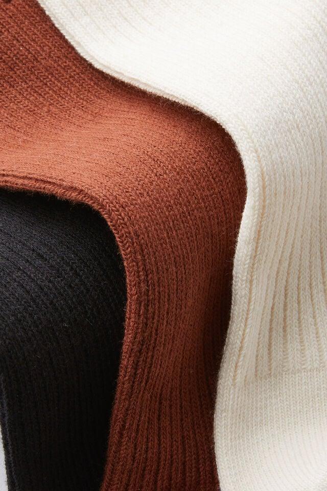 Cotton On 3 Pack Easy Socks Bone/clay/black