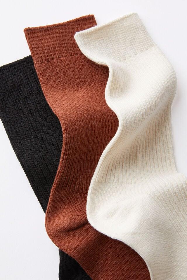Cotton On 3 Pack Easy Socks Bone/clay/black