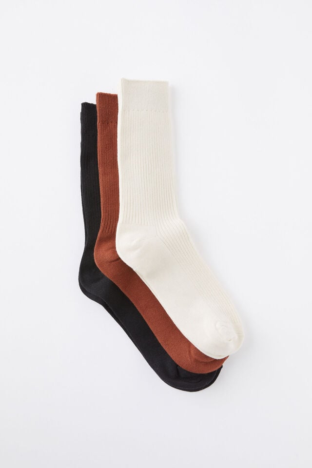 cotton on 3 Pack Easy Socks bone/clay/black