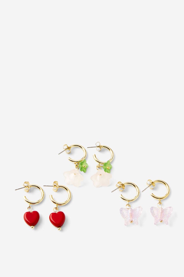 cotton on 3Pk Mid Earring up multi jelly charm