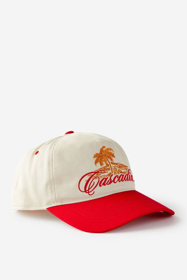 cotton on 5 Panel Hat bone/cherry red/cascadia