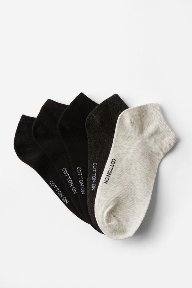 cotton on 5Pk Ankle Sock black/grey mix