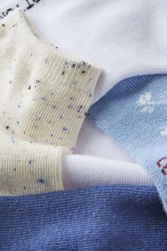 Cotton On 5Pk Ankle Sock Blue Floral Mix