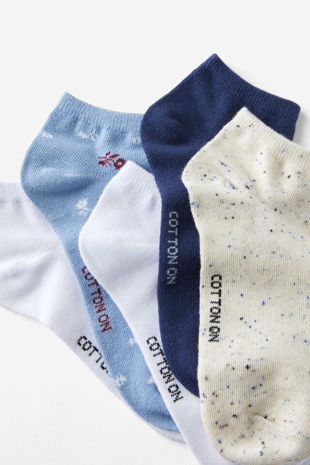 Cotton On 5Pk Ankle Sock Blue Floral Mix