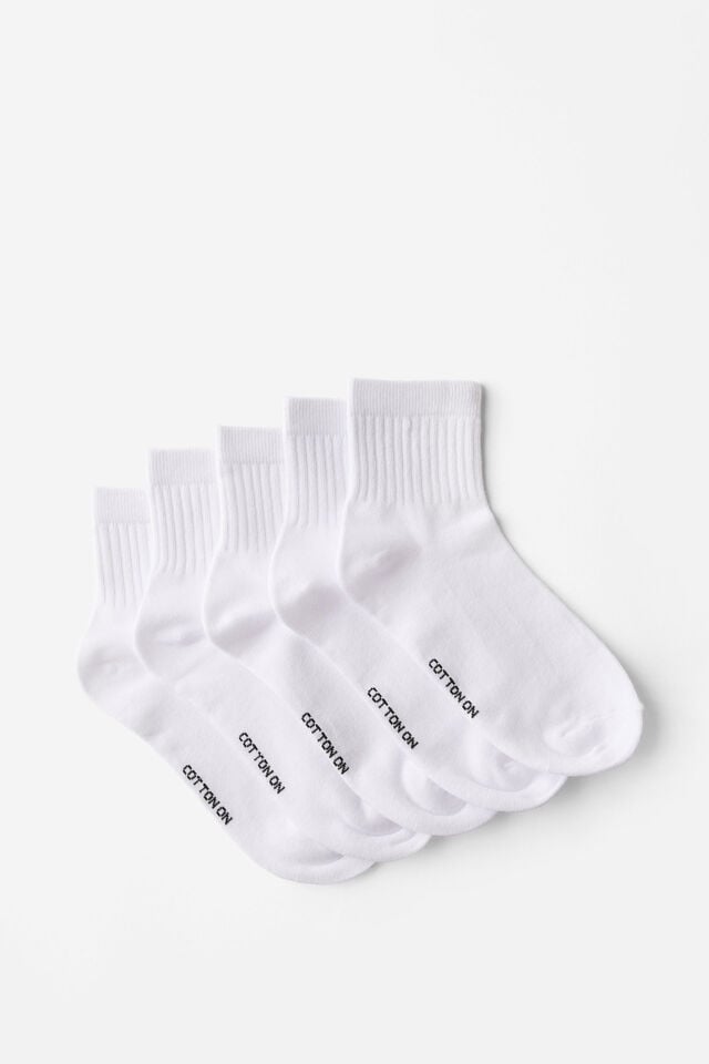 cotton on 5Pk Quarter Crew Sock white
