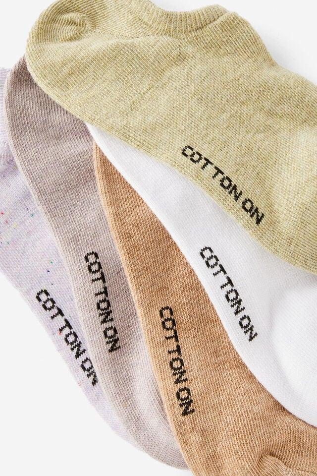 Cotton On 5Pk Sports Low Cut Sock Lilac/sage Mix