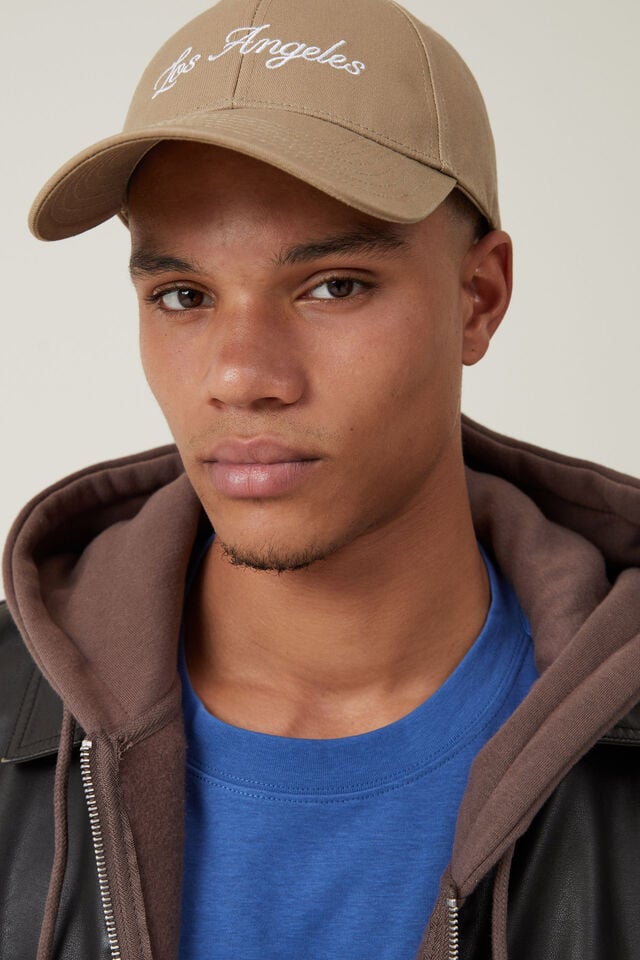 Cotton On 6 Panel Baseball Cap Tan/los Angeles