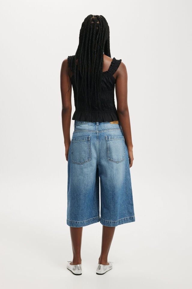Cotton On 90 S Baggy Denim Jort Azure Blue