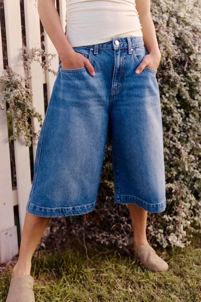 Cotton On 90 S Baggy Denim Jort Blue Dusk