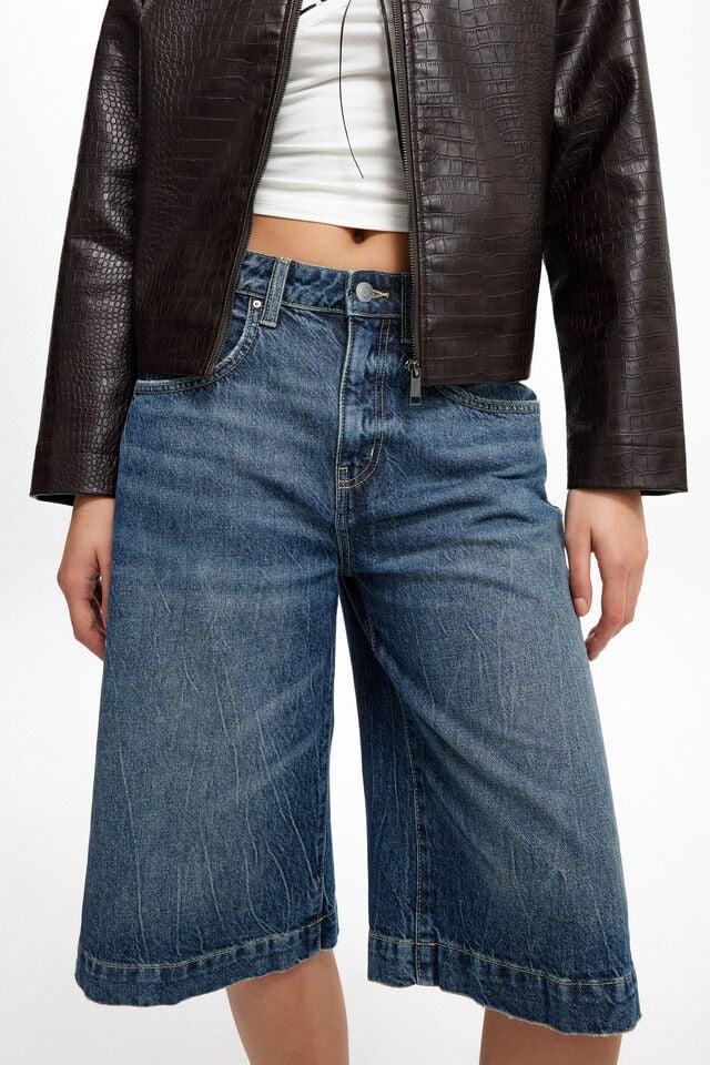 Cotton On 90 S Baggy Denim Jort Blue Dusk