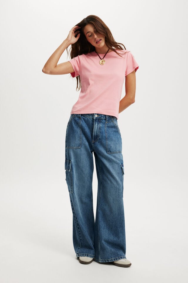 Cotton On 90S Baby Tee Hot Hibiscus