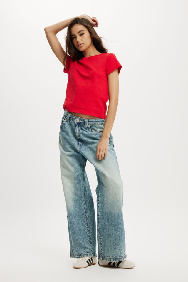 Cotton On 90S Baby Tee Lava Flare