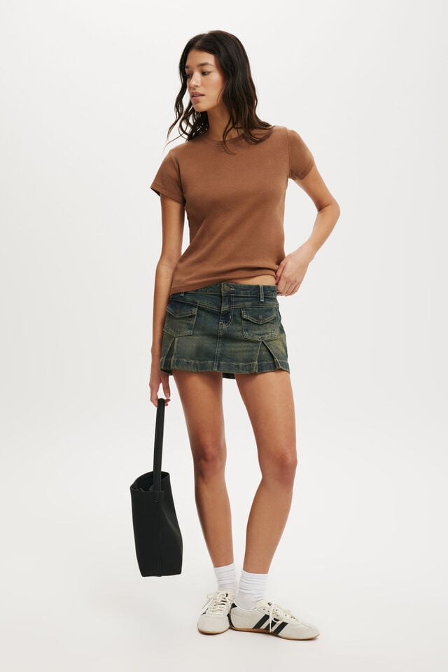 Cotton On 90S Baby Tee Washed Walnut