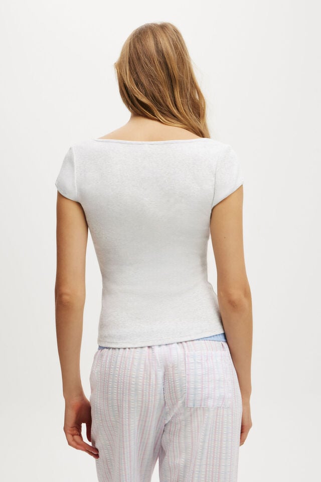 Cotton On 90S Scoop Neck Tee Light Grey Marle