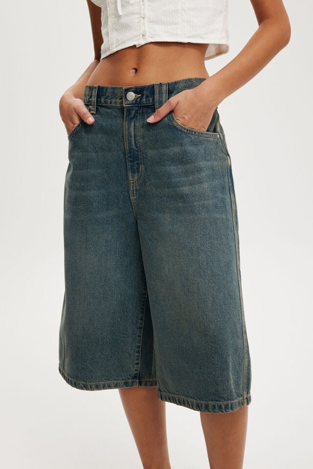 Cotton On 91 Baggy Denim Jort Logans Blue