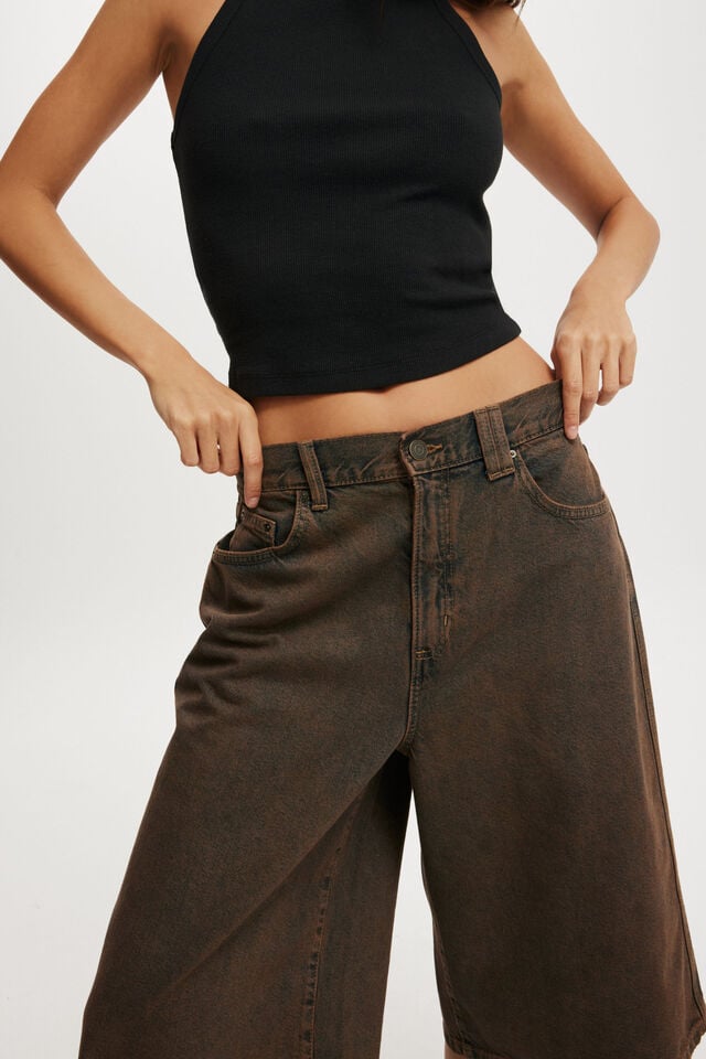 Cotton On 91 Baggy Denim Jort Shadow Brown