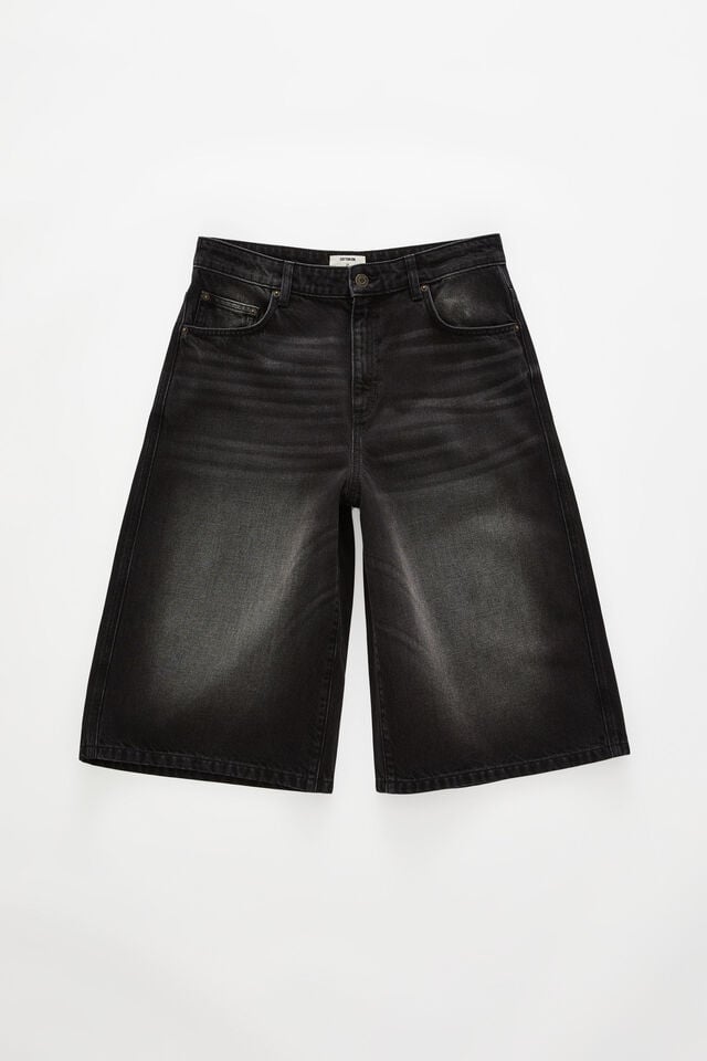 Cotton On 91 Baggy Denim Jort Y2k Washed Black