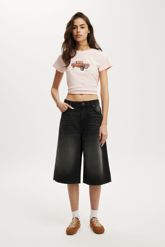 cotton on 91 Baggy Denim Jort y2k washed black